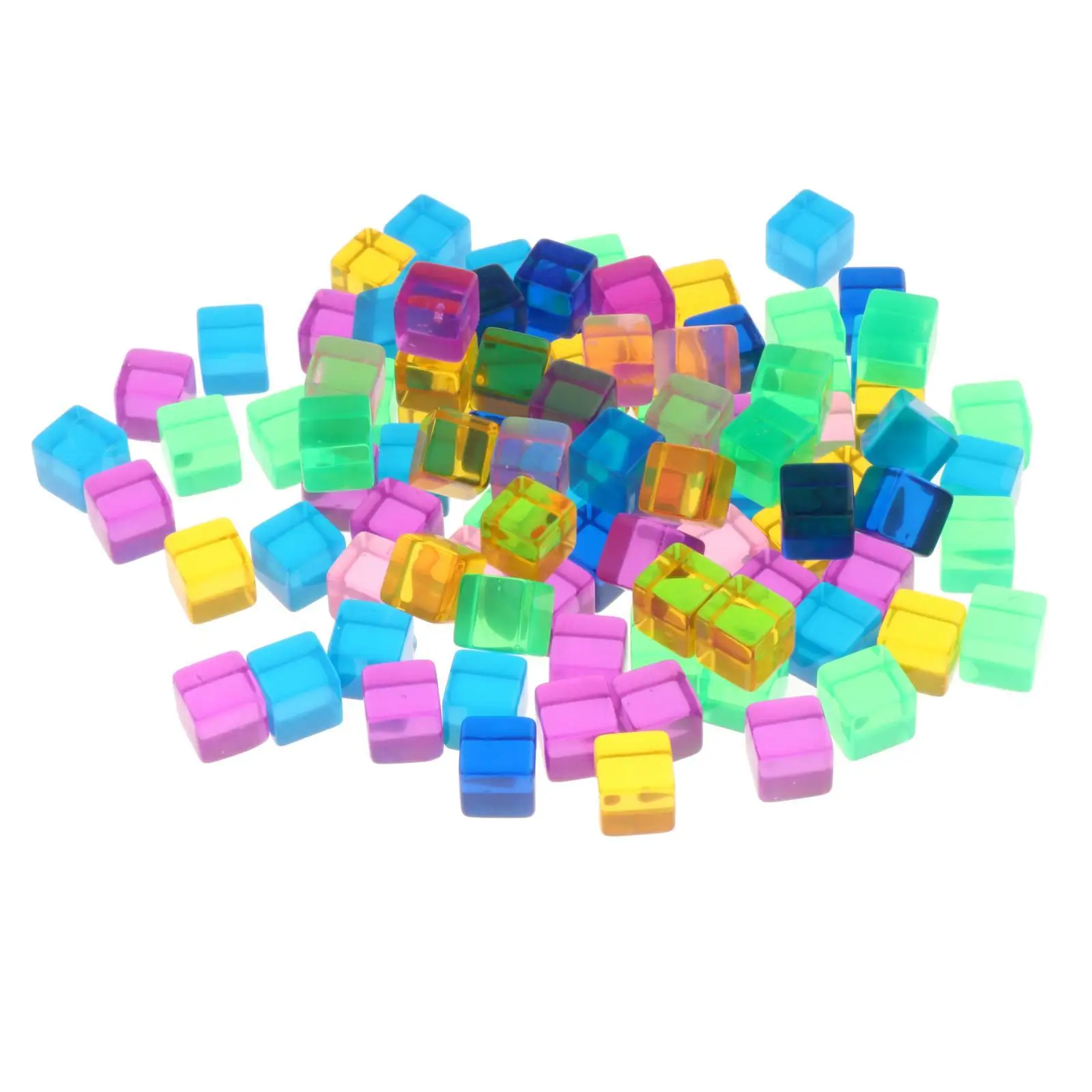 

100x Six Sided D6 16mm Transparent Blank Dices Chess Piece Square Corner Assorted Color Cubes Colorful Dice for Party Favors