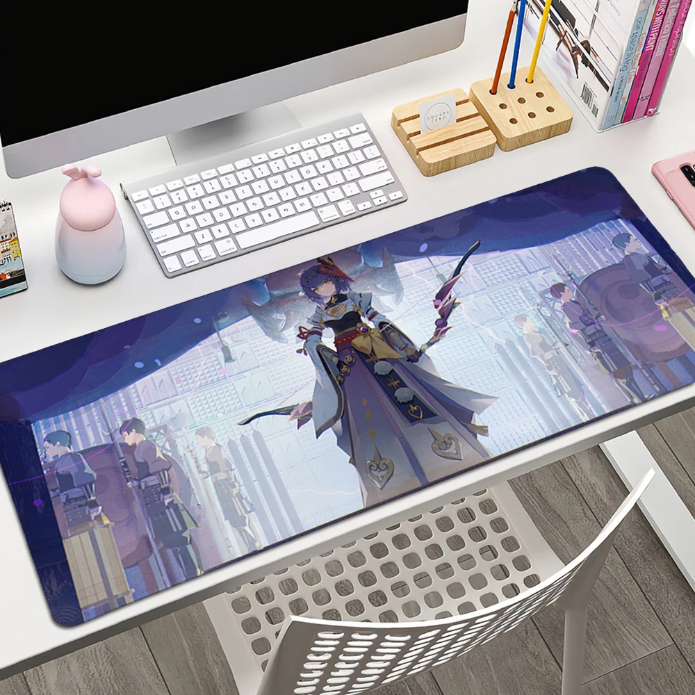 

Genshin Impact Kujou Sara Big Office Student Gaming Thickened Large Writing Pad Non-slip Cushion Mouse Pad For PC Gamer Mousemat