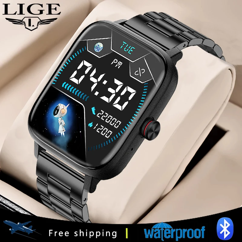 

LIGE New Bluetooth Answer Call Smart Watch Men Full Touch Dial Call Fitness Tracker Wristwatch IP67 Waterproof Smartwatch women