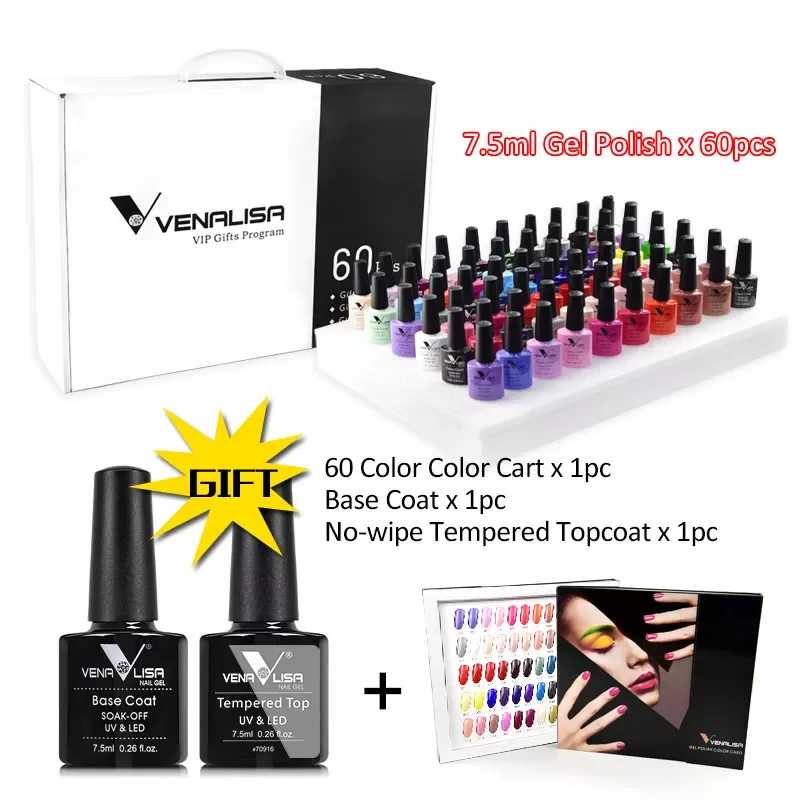 Enlarge Fast Shipment VIP Kits of  VENALISA Nail Gel Polish 62pcs/lot Gel Varnish Soak Off UV LED Nail Gel Color Palette Gel Lacquer