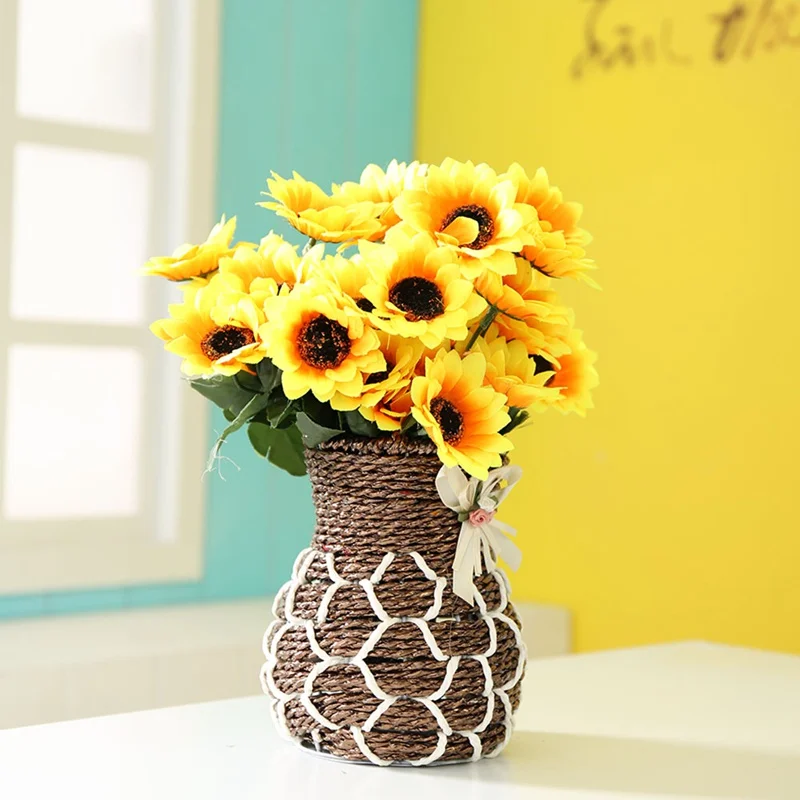 

7Heads/PCs Sunflowers Artificial Flowers Sunflower Bouquet For Room Wedding Decor Fake Silk Flowers For Flower Arrangement