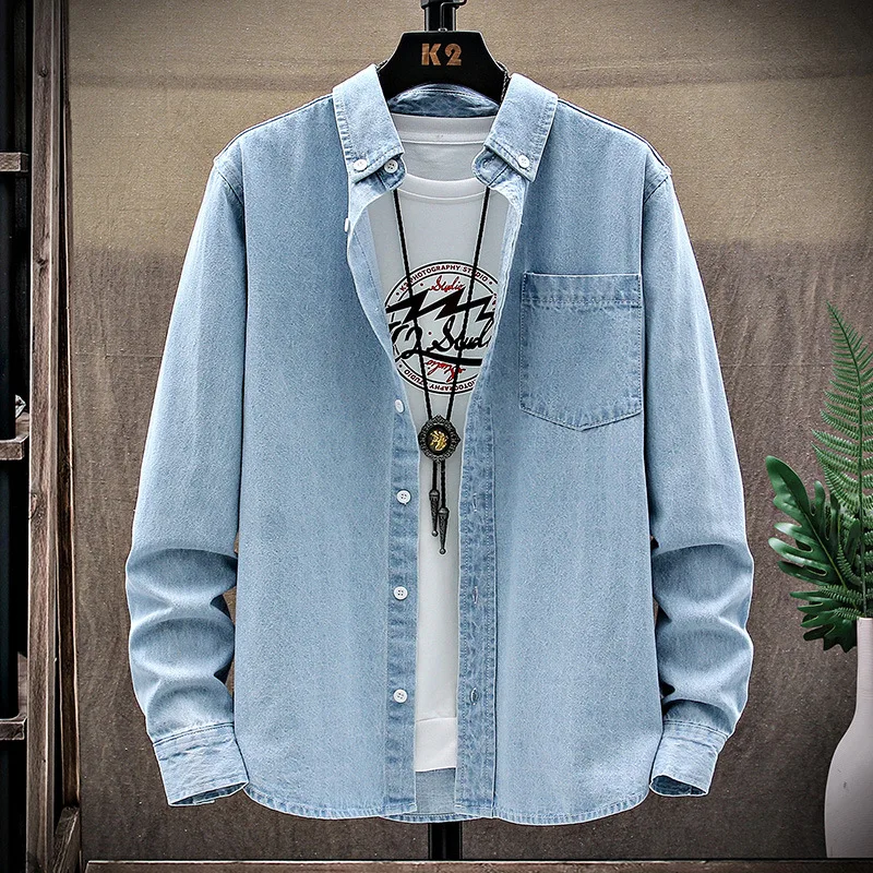 

Vintage denim shirt men's 2022 new casual cotton port style coat