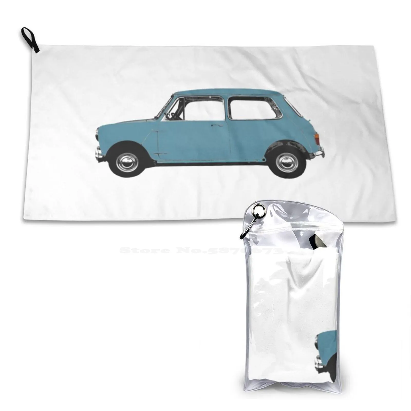 Мягкое полотенце Morris Mini Deluxe Surf Blue с 3D принтом 1965 Classic Car Jasondaley