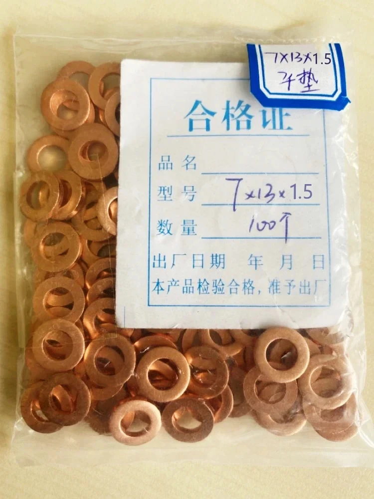 

Дизельная Форсунка системы впрыска с общей топливной магистралью, 100 шт., 7 × 15 мм, 7 × 13 мм, 9 × 18 мм, медная шайба с уплотнением, магнитная подушка для Bosch Denso CAT