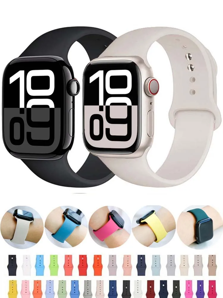 Straps For Apple Watch Bands 44mm 40mm 45mm 41mm 49mm 46mm 42mm correa silicone bracelet iwatch series 11 10 7 8 se 9 ultra 2 3