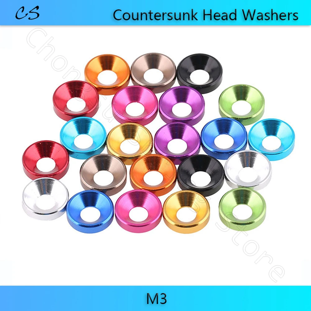 

5/10/20pcs M3 Aluminum Washer Colorful Anodized Countersunk Head Bolt Washers Gasket Red/Grey/Gold/Black for Flat Head Bolts