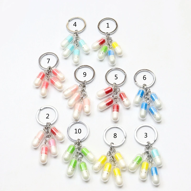 

for Creative Smile Face Gelatin Capsule Keychain Korea Fashion Candy Color Keyring Bags Pendant for KEY Chains Jewelry G