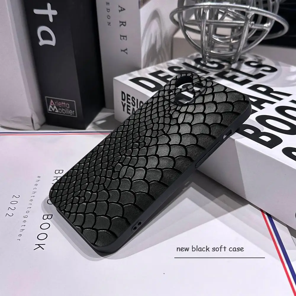 Чехол HYBXAXC из мягкого TPU черного цвета для iPhone 15 14 13 12 11 Pro Max XS XR X 8 7 SE, премиум-класс, имитация змеиной кожи (art.: 3920db25656e0) - 3920db25656e0