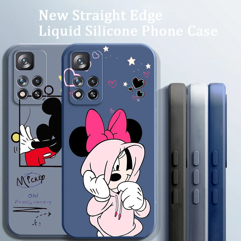 

Cool Disney Mickey Minnie Liquid Rope Phone Case For Xiaomi Redmi Note 12 11 11S 11T 10S 10 9S 9T 9 Pro Speed Plus 5G Cover