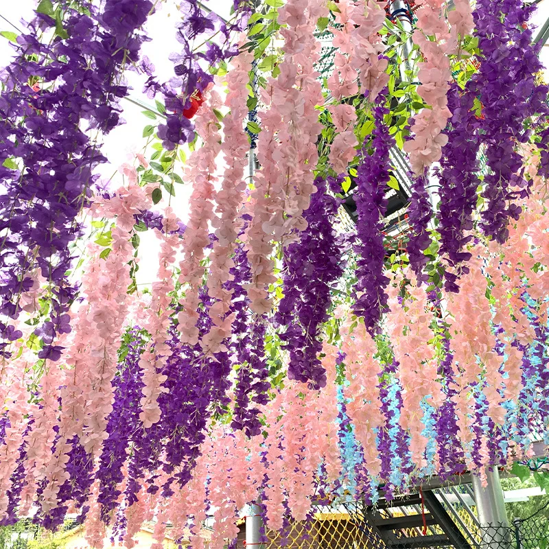 

Wedding Garden Decor Artificial Vine Wisteria Flower Artificial Plant Ivy Plants Wall Flower Arrangement Hotel Home Garden Decor