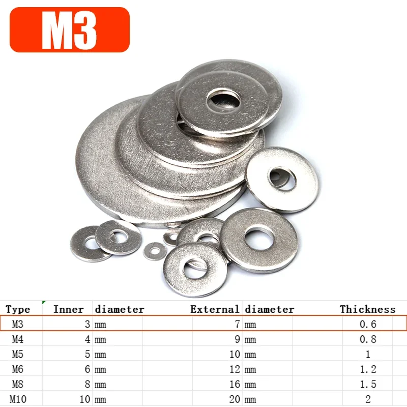 

Шайбы из нержавеющей стали M3-M10