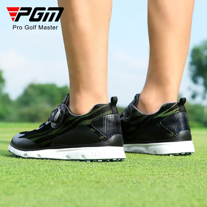 Free Socks! PGM Microfiber Leather PU Golf Sports Shoes Men Mesh Knob Shoelaces Rubber Anti-skid Studs Trainers Sneakers XZ228