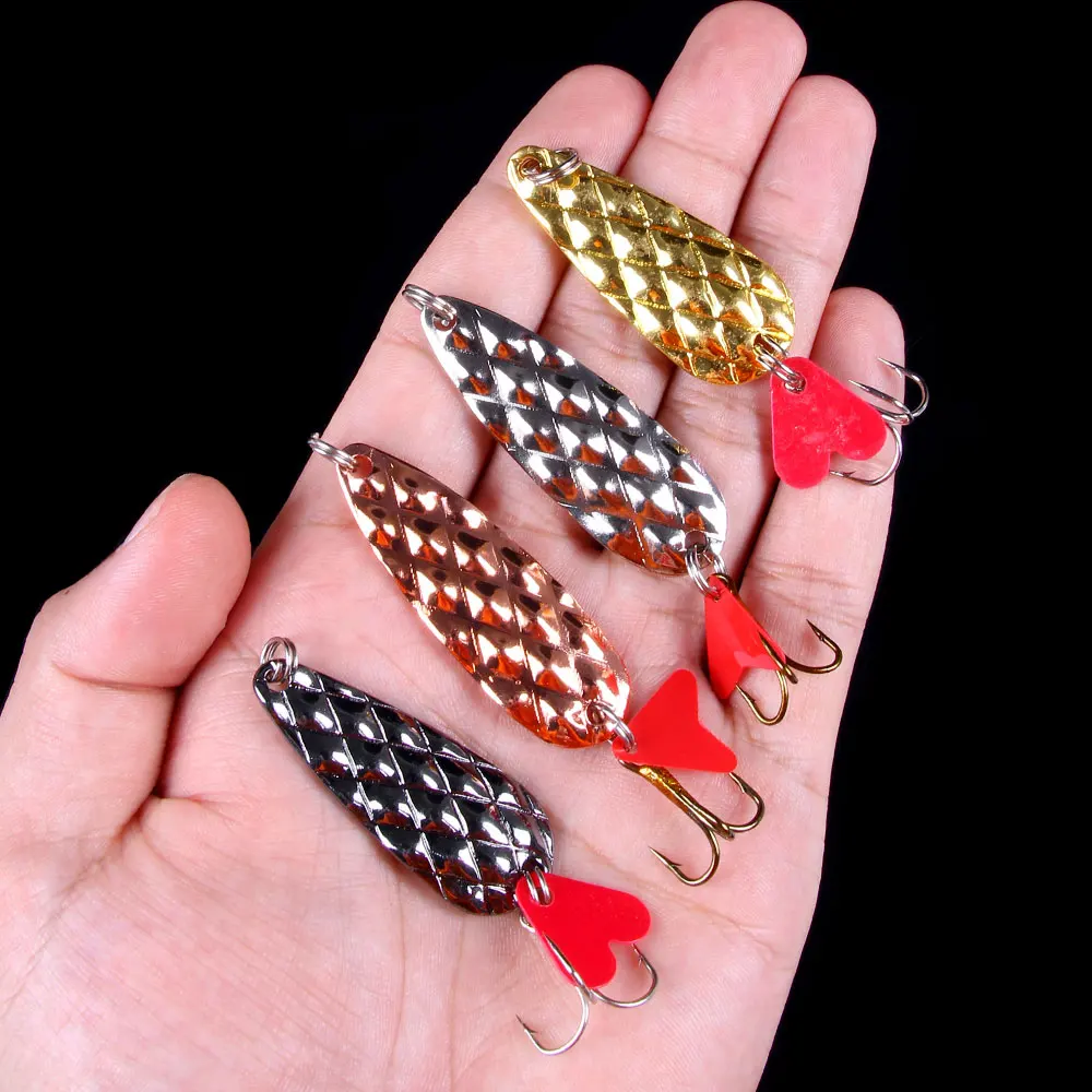 

4Pcs/lot Spinner Spoon Trout Fishing Lure 4.5Cm-9G-6# Pike Wobbler Gold Fishing Spinner Lure Sequins Fishing Tackle