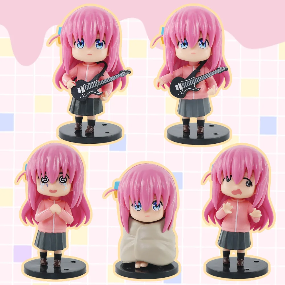

New Bocchi The Rock Figures Hitori Gotoh Action Figures Q Version Anime Pvc Model Ornaments Periphery Kawaii Toy Holiday Gifts