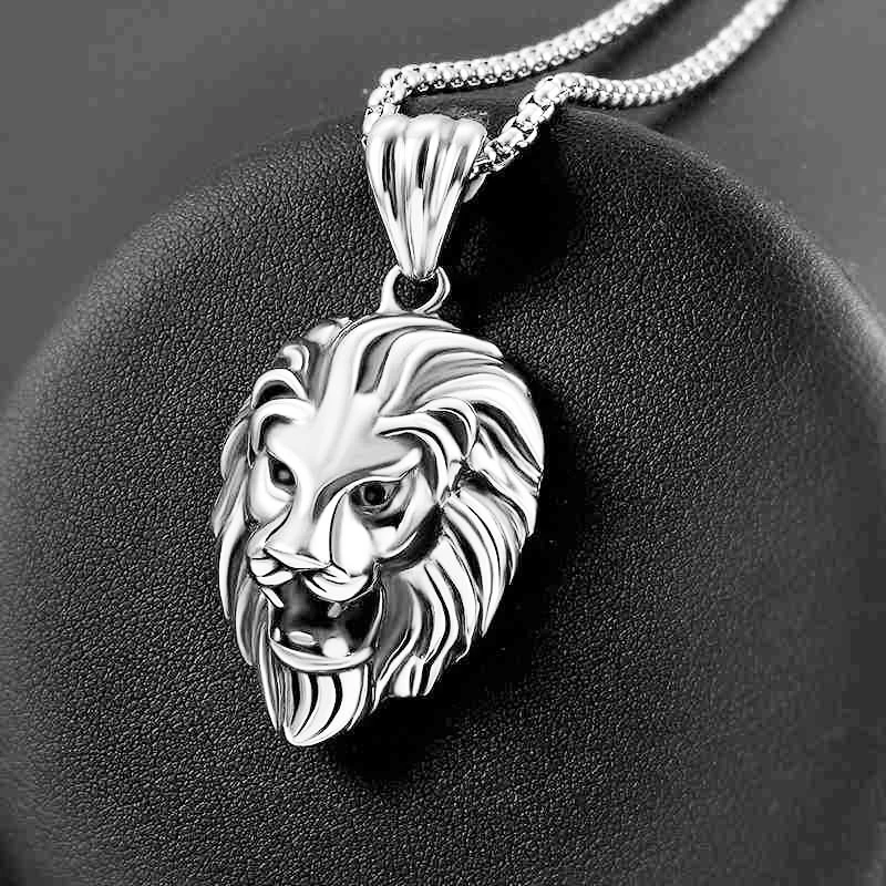 

2022 New Men's Necklace Animal Lion Head Pendant Necklace Fashion Metal Sliding Pendant Accessories Party Jewelry подвеска