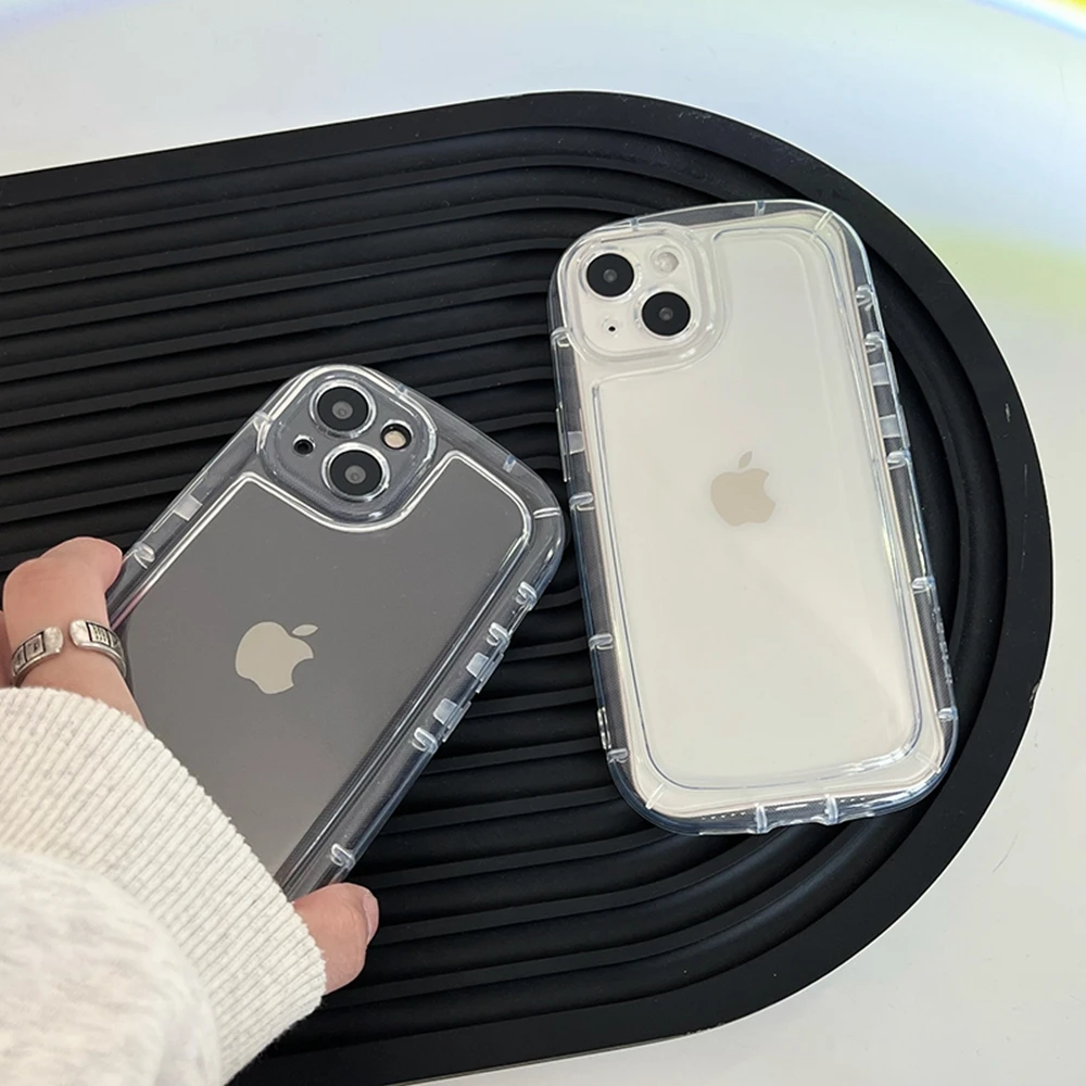 New Luxury Shockproof Transparent Phone Case For iPhone 13 12 11 14 Pro Max X Xs XR 7 8 Plus SE Silicone Bumper Clear Soft Cover