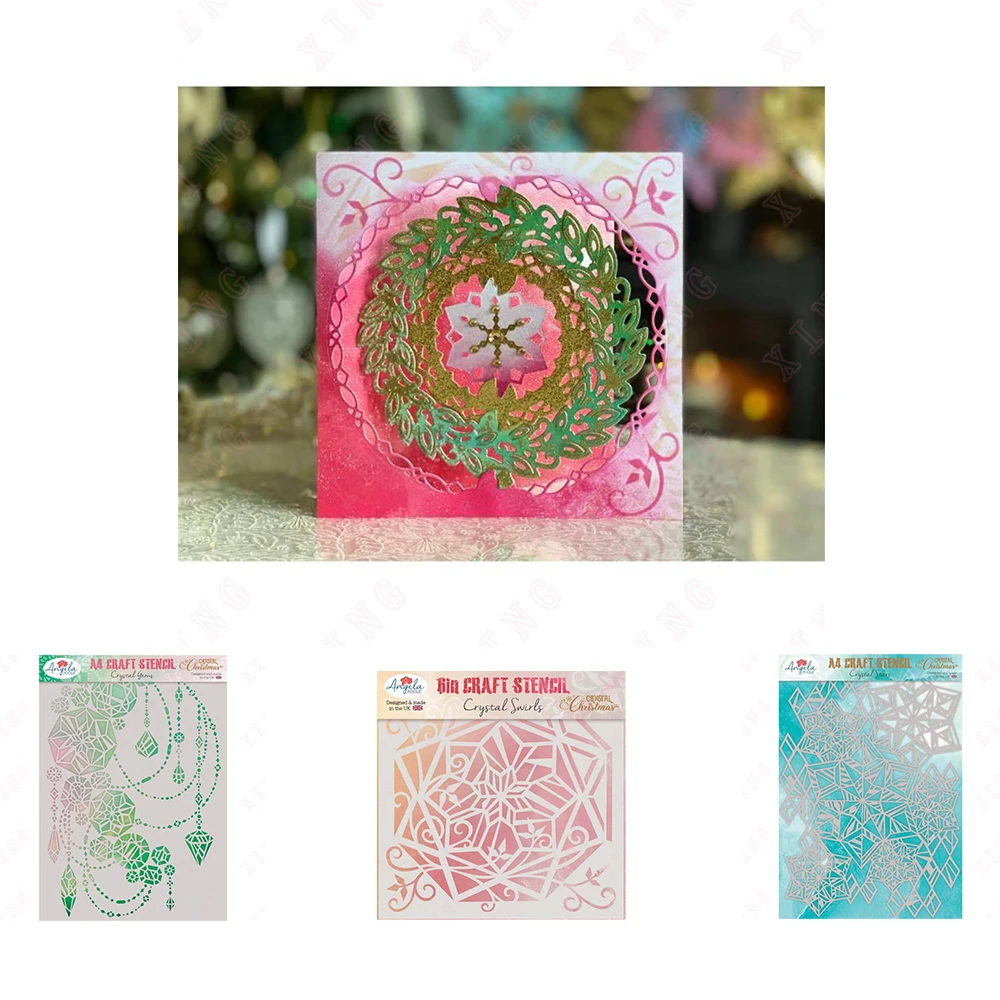 

2022 Newest Diy Layering Stencils Painting Scrapbook Coloring Embossing Album Decorative Template Crystal Swirls Stars Gems Mold