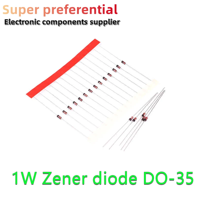 Диод Зенера DO-35 1N4728A 3V3 1N4727A 3V0 1N4733A 5V1 1N4732A 4V7 1N4731A 4V3 1N4730A 3V9 1N4729A 3V6, 100 шт.
