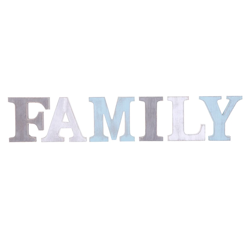 

"Family" Decorative Wooden Letters Large Wood for Wall Decor in Rustic Wood Color