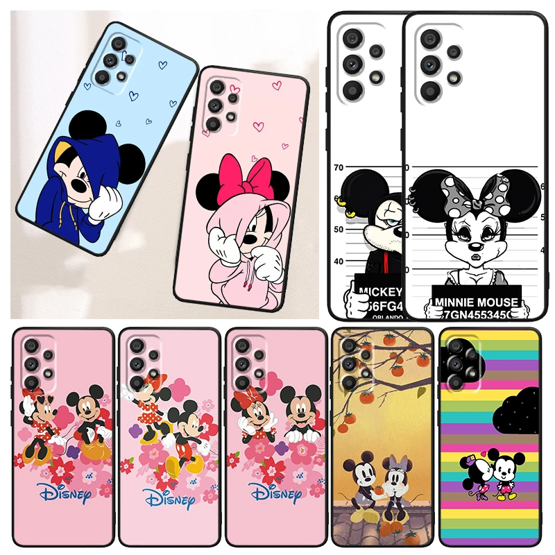 

Minnie Mickey mouse love Phone Case For Samsung A73 A72 A71 A53 A52 A51 A42 A33 A32 A23 A22 A21S A13 A04 A03 5G Black Funda