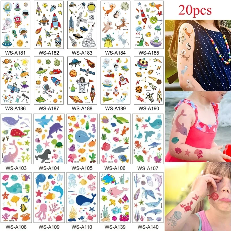 20 шт./лот временные детские татуировки морская черепаха дельфин акула спутник