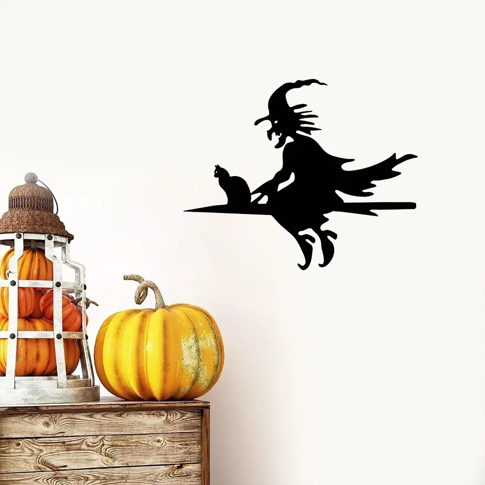1 шт. призрачная страшная ведьма и кошка на ветке стальной силуэт металлическое