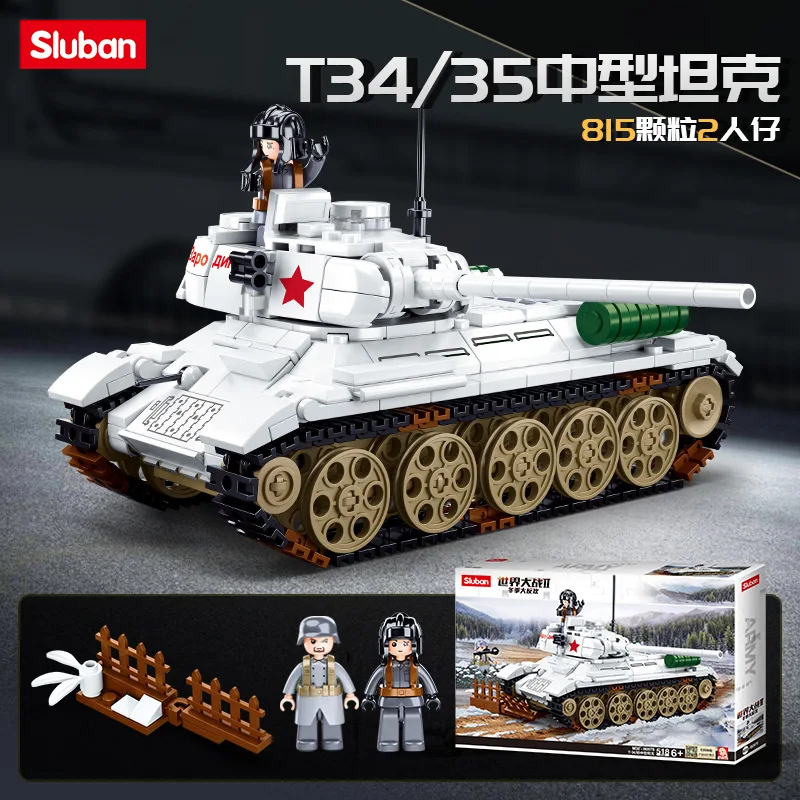 Фото Военное оружие T-34/72 BT-7 SU-85 T80BVM, модель среднего танка, строительные блоки, кирпичи, классические армейские солдаты времен Второй мировой войны, игрушки №2