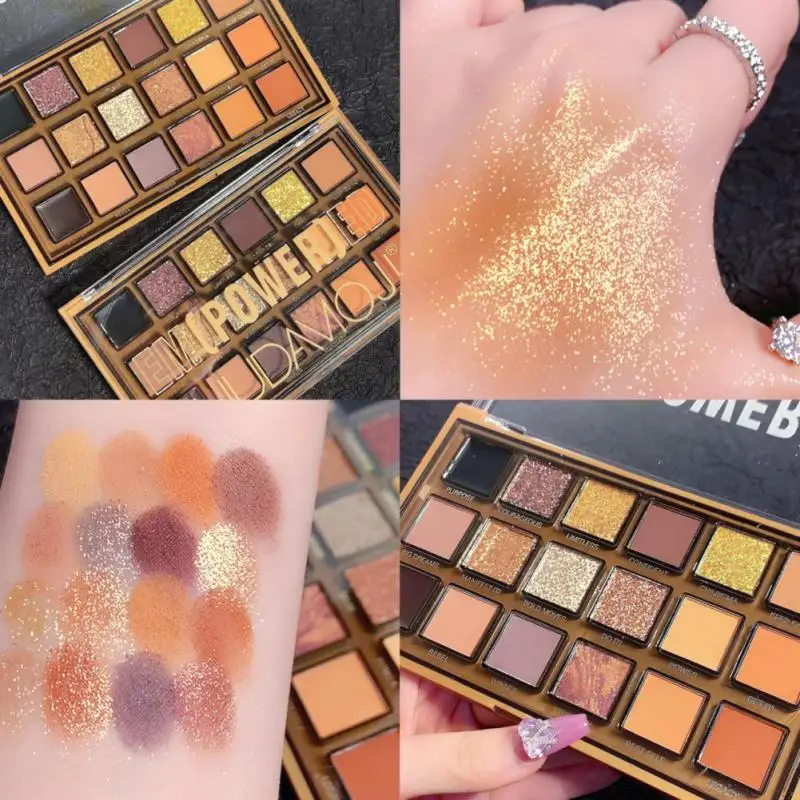 

1pcs Large Eyeshadow Palette Gold Orange Eyeshadow Colorful Eyes Pigment Glitter Matte Eyeshadow Shimmer Shiny Sequins Cosmetics