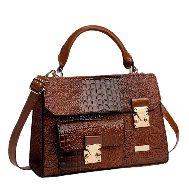 Women's 2023 Popular Crossbody Bags High Quality Handbag Crocodile Pattern PU Retro Single-Shoulder Bag Commuter Storage Satchel