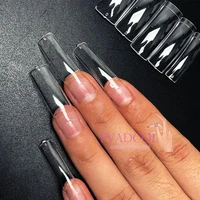 500pcsbag clear half cover artificial straight long tapered french square nail tips acrylic nails supply