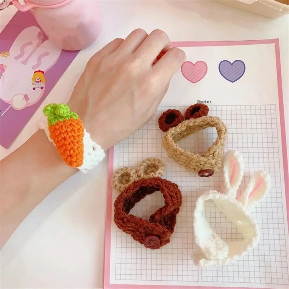 

Knitting Woven Bracelet High Stretchy Woolen Yarn Rabbit Ear Cute Animal Frogs Wool Knitting Woven Bracelet for Girls
