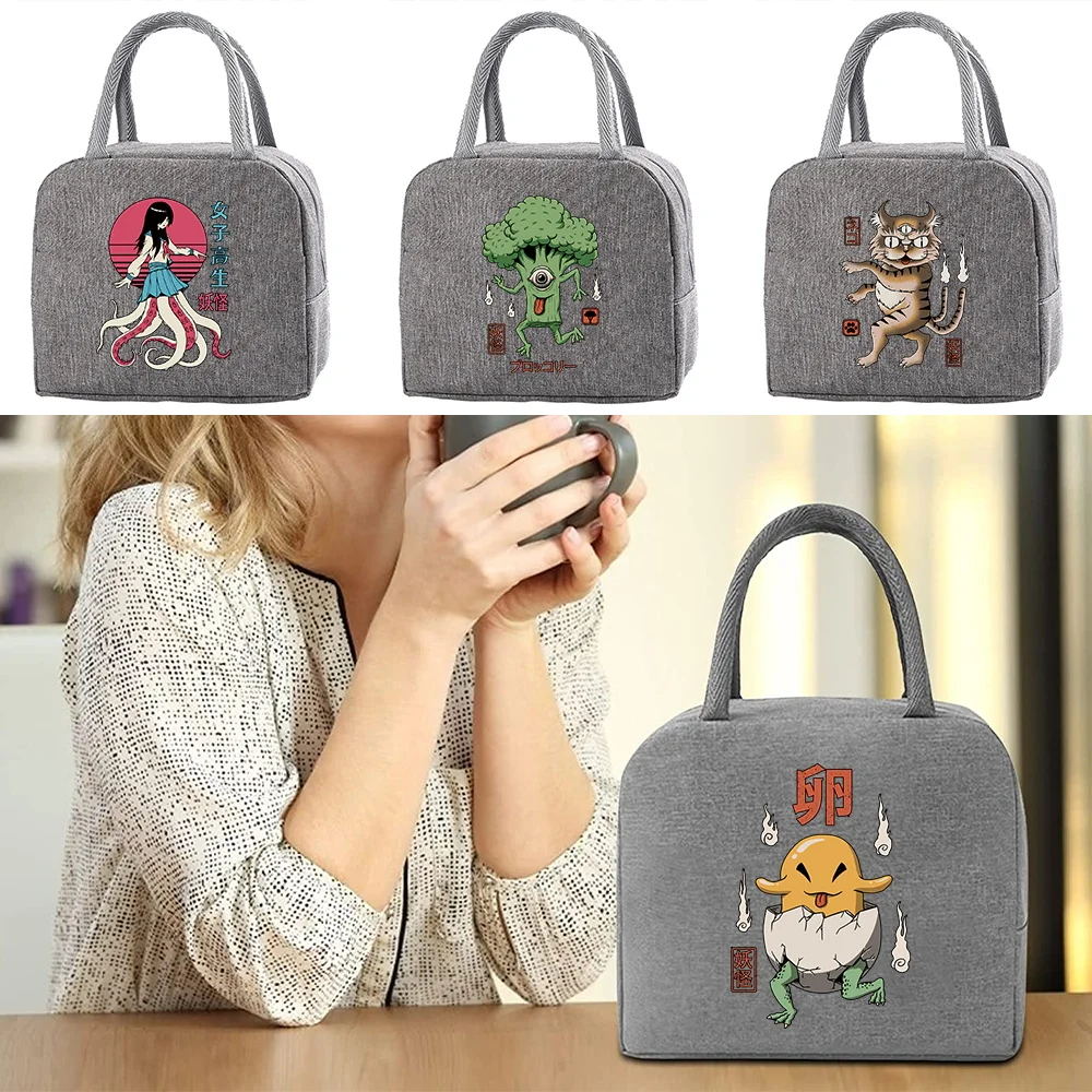 Bags Portable Zipper Thermal Lunch Bag For Women Cute Monste