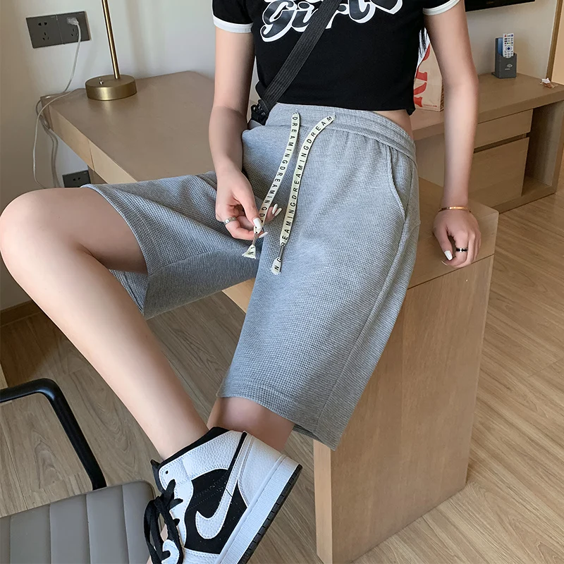 Women Shorts Traf High Waisted Loose Wide Leg Short Pants Women Clothing Booty Shorts Waffle Fabric Y2K Korean Fashion CICHENG