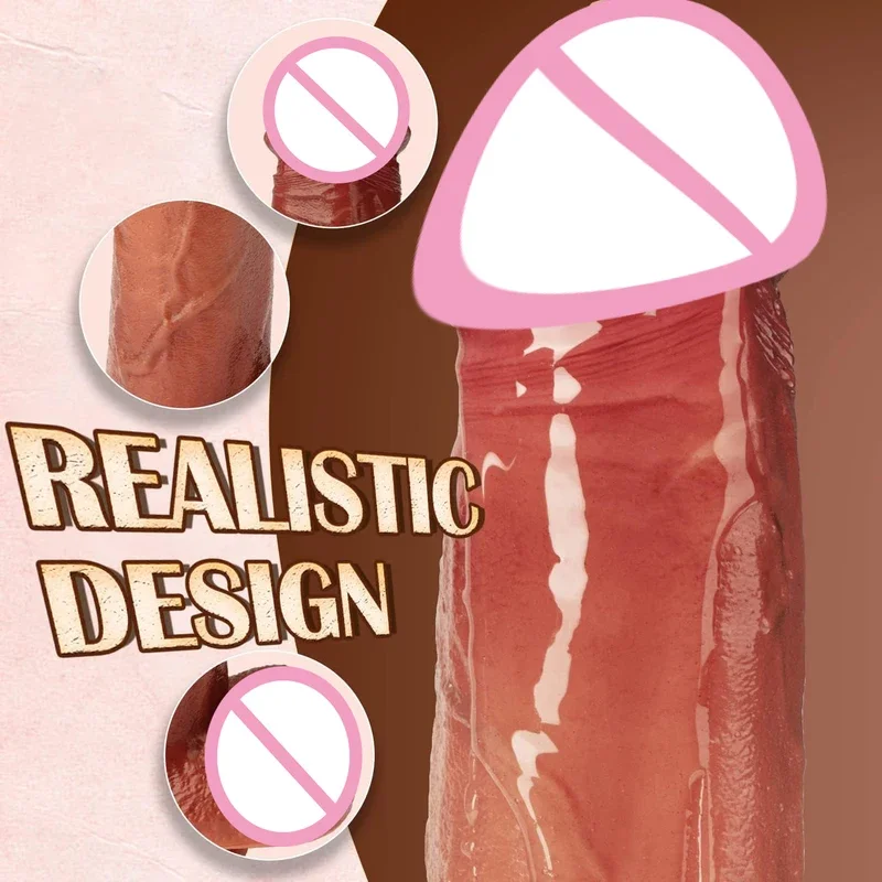 Реалистичный фаллоимитатор-вибратор большой пенис телескопический нагрев