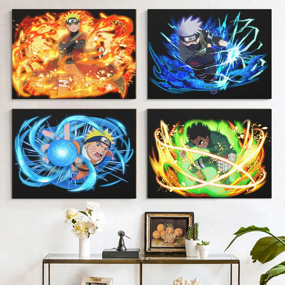 

Modern Japanese Anime Naruto Uzumaki Naruto Poster Canvas Painting Rock Lee Kakashi Printable Wall Art Picture Boy Room Adorn