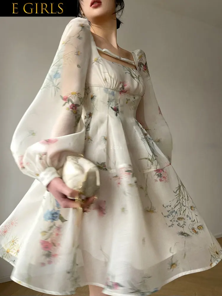 

Женское шифоновое мини-платье, элегантное пляжное платье с цветочным принтом, модель Y2k в Корейском стиле на лето, 20232023