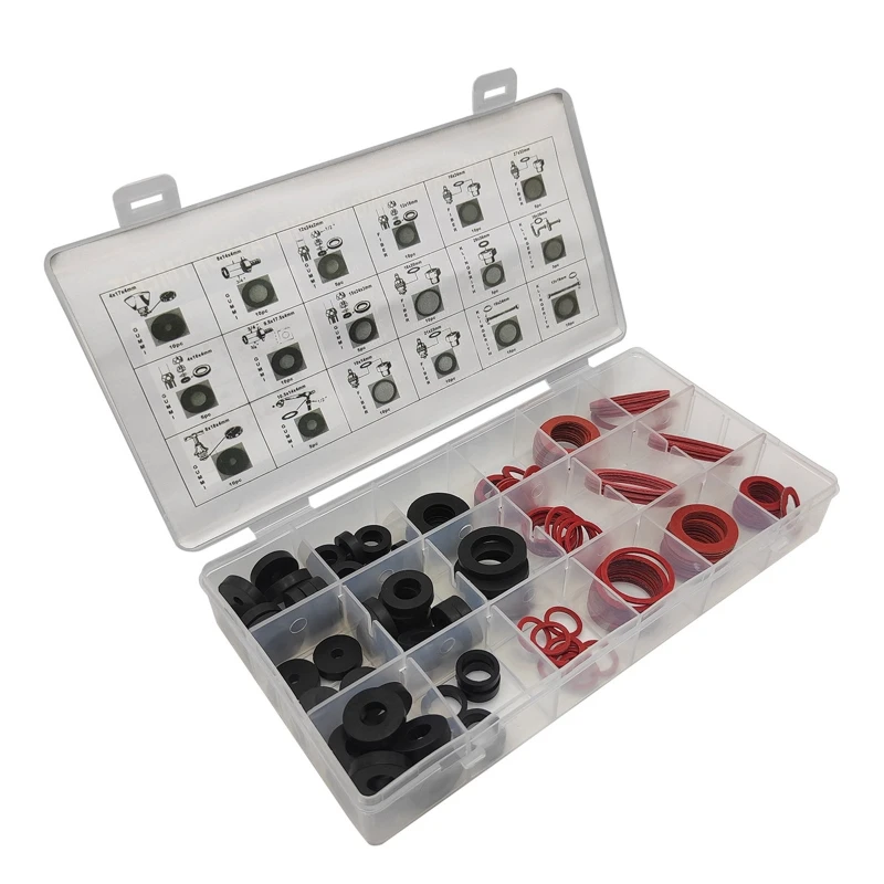 

141PCS 18 Sizes Rubber Metric Sealing Washers Assortment Set Flat Ring Sump Plug Oil Seal Gasket Sealing Fitting Washers 87HA
