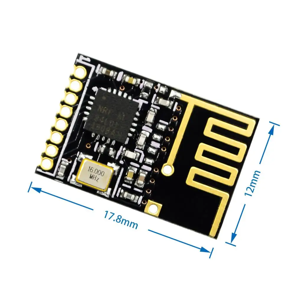 

Mini NRF24L01 Wireless Module DC 1.9~3.6V Rceiver Board 2.4G Data Transmission Wireless Module 24L01-M 2Mbit/s Audio Module