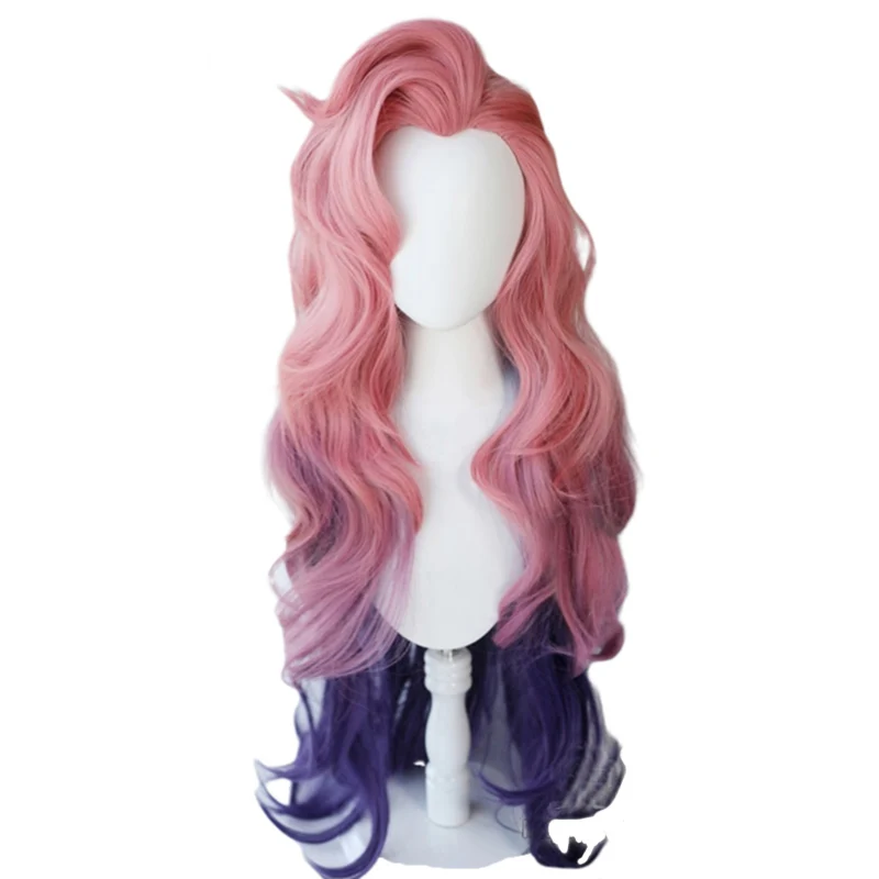 

Game LOL Seraphine Pink Purple Gradient Wavy Long Cosplay Heat Resistant Synthetic Hair Carnival Halloween Party + Free Wig Cap