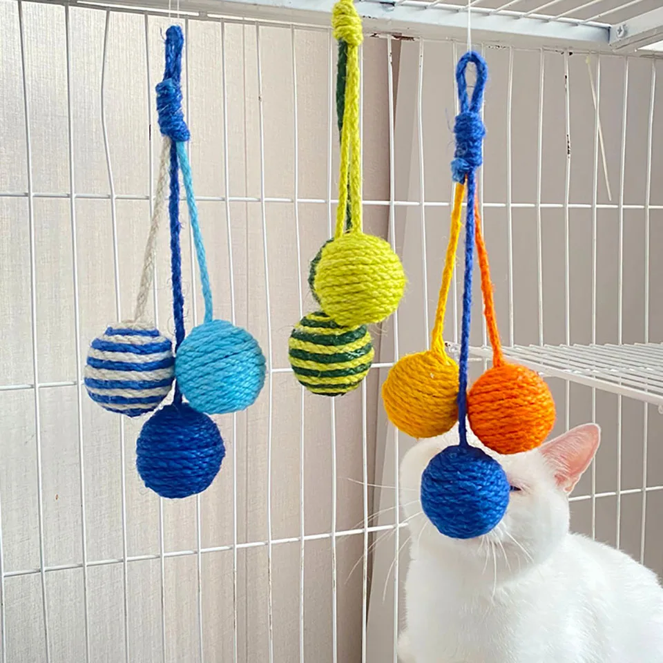 

Забавные шарики для кошек, игрушки для кошек, устойчивые к укусам шарики для кошек, сизальный веревочный шар, костюмы, котята и кошки, снимаю...