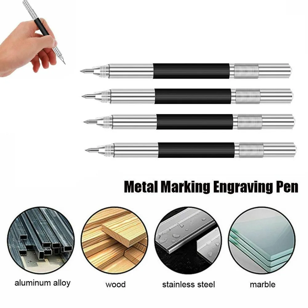 

2PCS Double Ended Tungsten Carbide Tip Scriber Marking Etching Pen Ceramic Glass Metal Wood Carving Scribing Marker Hand Tool