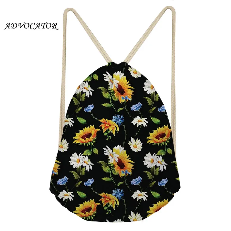 

Мужская и женская сумка из полиэстера на шнурке, рюкзак с цветочным принтом, школьная спортивная сумка, женская сумка