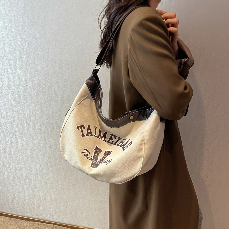 

Autumn And Winter Retro Backpack Crossbody Bag Female New Letter Canvas Bag Niche Design Versatile Student Shoulder Bag