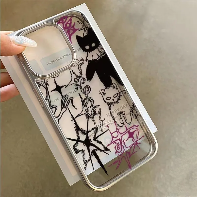 Чехол для телефона Clmj Cool Cat iPhone 11 12 13 Pro Max 15 14 XR X XS 7 8 Plus силиконовый чехол с