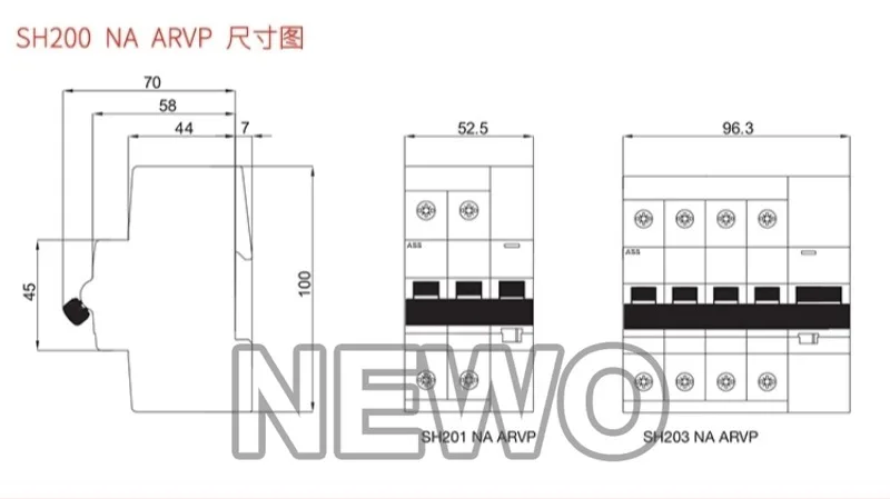 Оригинальный миниатюрный автоматический выключатель ABB серия SH200NA Тип C 1P + N 2P 3P 4P