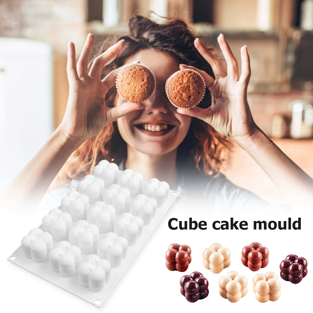 

Creative Cake Mold 15 Cavity Silicone Dessert Chocolate Mousse Bakeware Magic Cube Fondant Mould Baking Pastry Tool