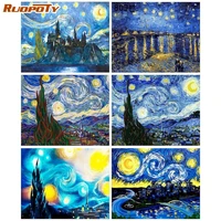 ruopoty diy frame picture by numbers sky handpainted wall art abstract scenery oil painting by number modern wall home decor