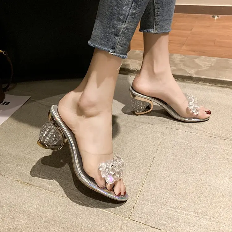 

Clear Transparent Pumps Sandals Perspex Heel Stilettos High Heels Point Toes Womens Party Shoes Nightclub P