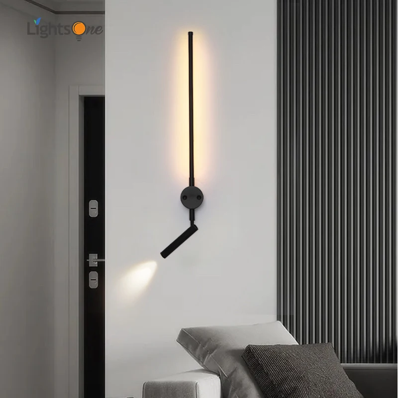 Nordic minimalist wall light eye protection reading light aisle with switch hotel master bedroom long wall lamp