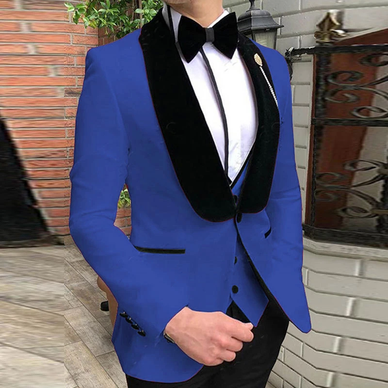 

2023 Fashion New Men Casual Boutique Business Solid Color Slim Wedding Groom Suit Dress Blazers Jacket Coat Pants Vest 3 Pcs Set